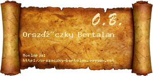 Orszáczky Bertalan névjegykártya