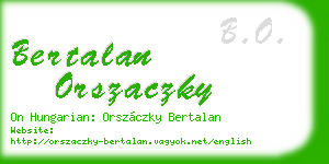 bertalan orszaczky business card
