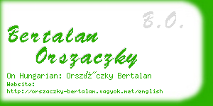 bertalan orszaczky business card